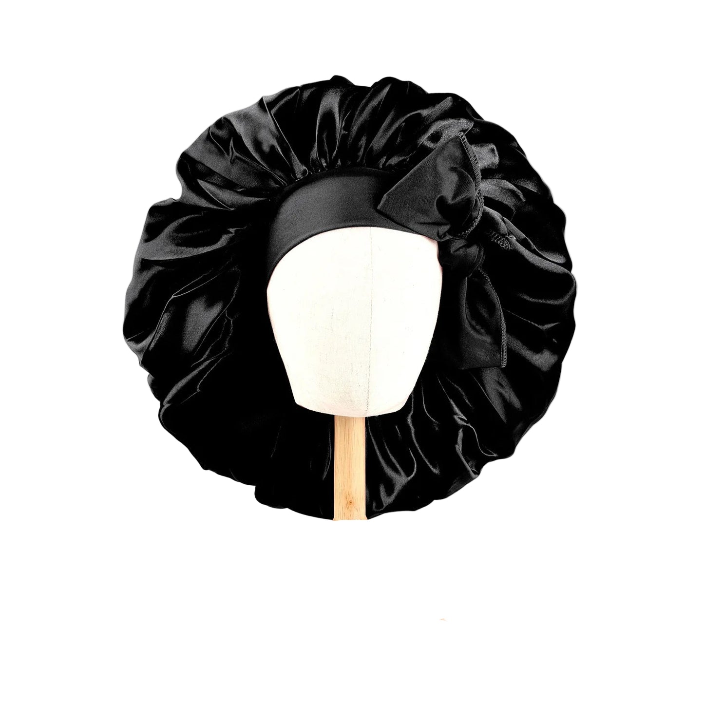 Black Satin Bonnet – Frizz-Free, Breathable, and Protective for All Hair Types