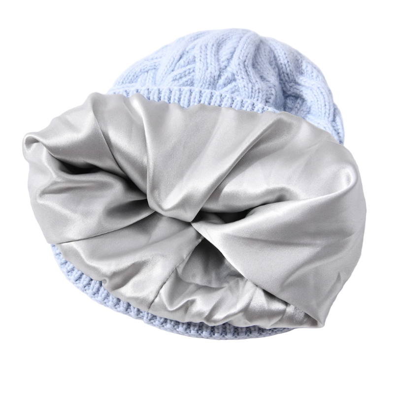 Knitted Cashmere Beanie – Satin Lined Hat