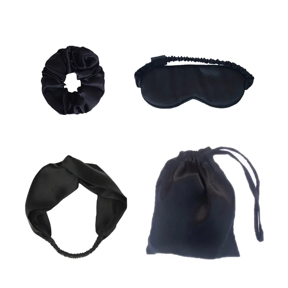 Silk Travel Set – Eye Mask, Scrunchies & Pouch