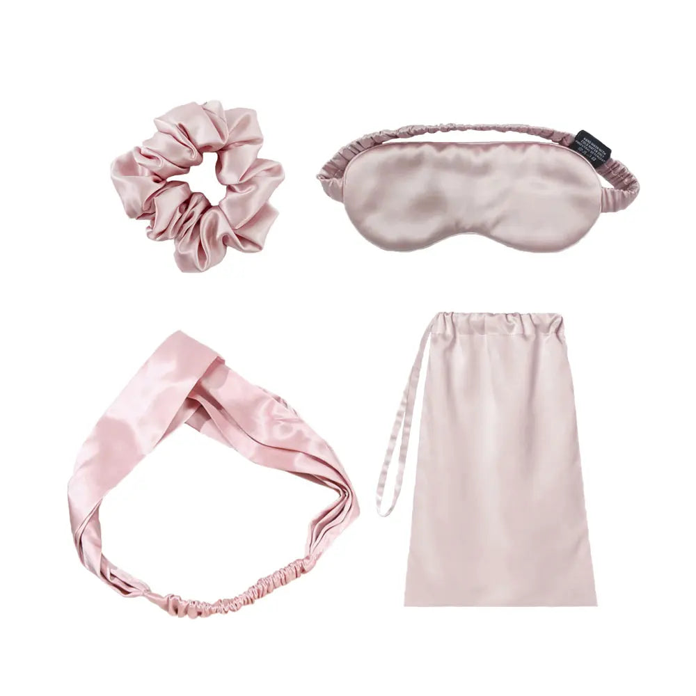 Silk Travel Set – Eye Mask, Scrunchies & Pouch