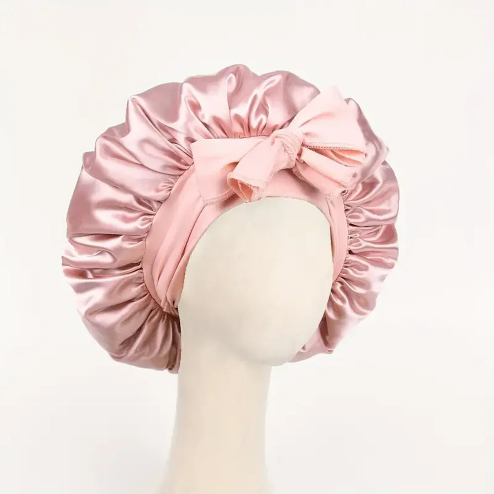 Satin Bonnet with Bow – Frizz-Free Sleep Cap