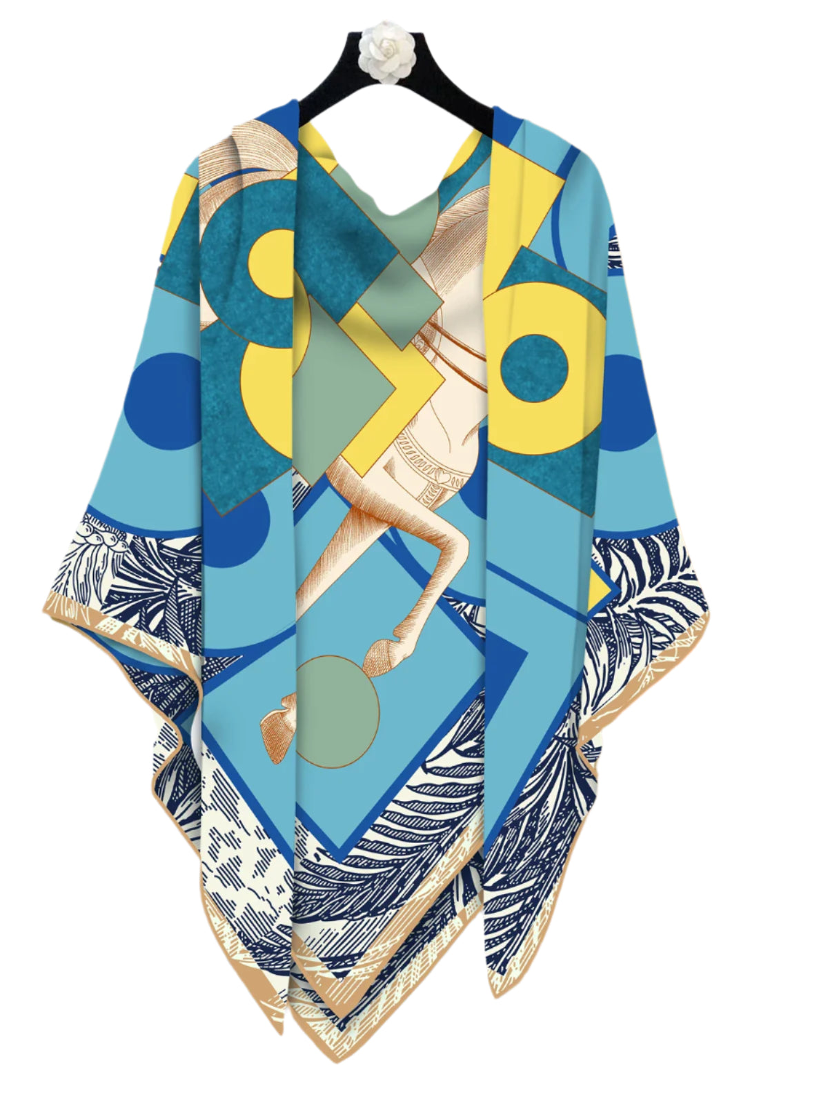 Modern Art Silk & Cashmere Scarf – Hand-Rolled, 130x130cm
