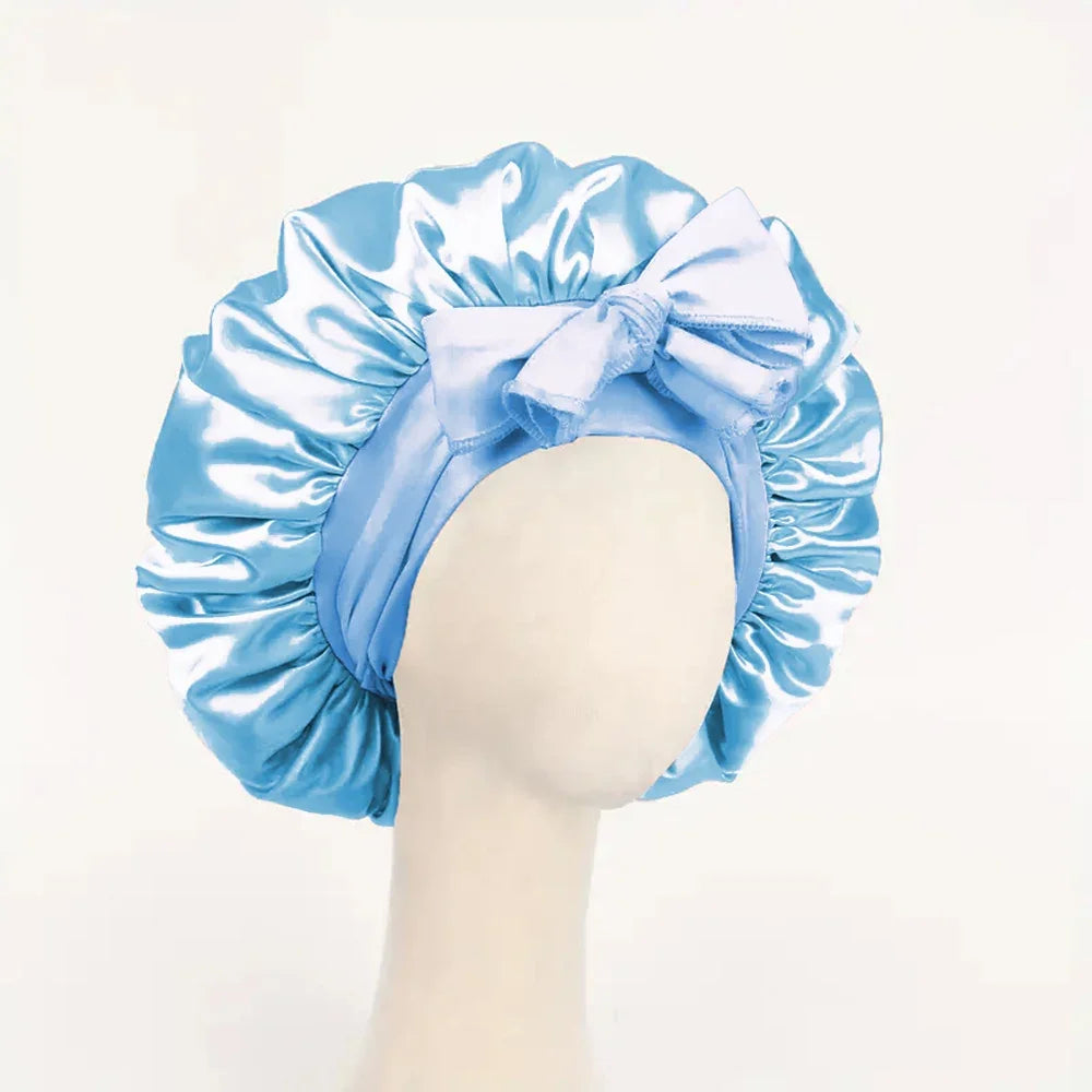 Satin Bonnet with Bow – Frizz-Free Sleep Cap