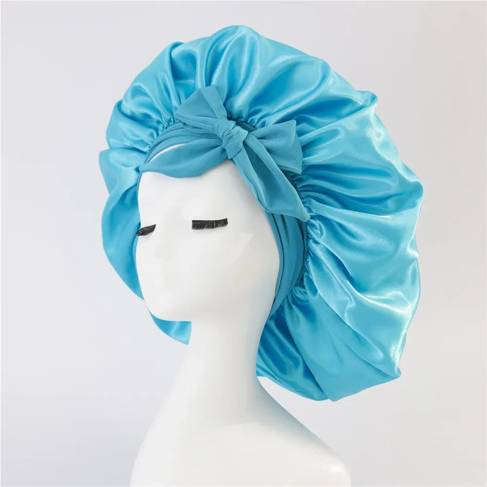 Satin Bonnet – Adjustable Bow Fit for Dyed Hair
