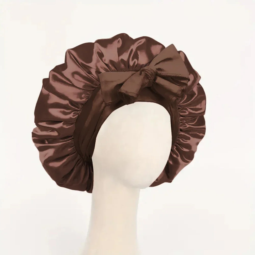 Satin Bonnet with Bow – Frizz-Free Sleep Cap