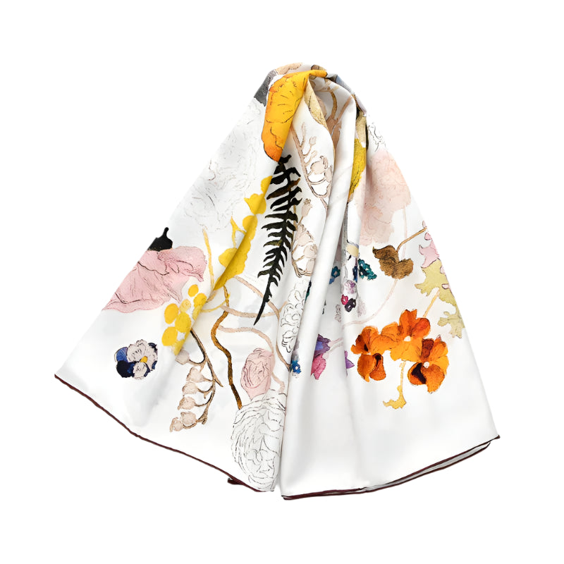 Natural Silk Twill – Floral Handcrafted Style