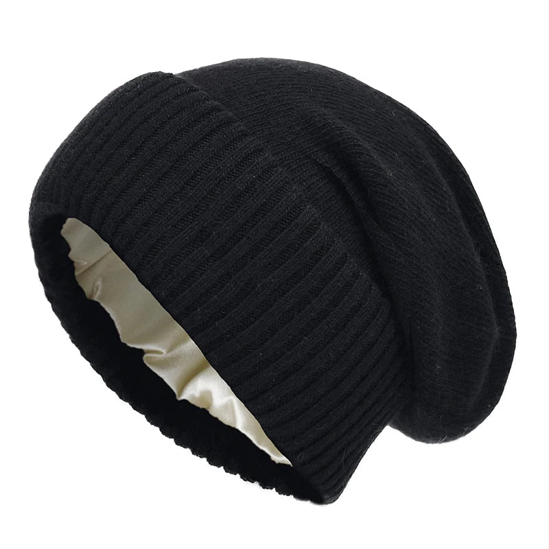 Luxury Satin-Lined Cashmere Beanie – Frizz-Free & Ultra-Warm