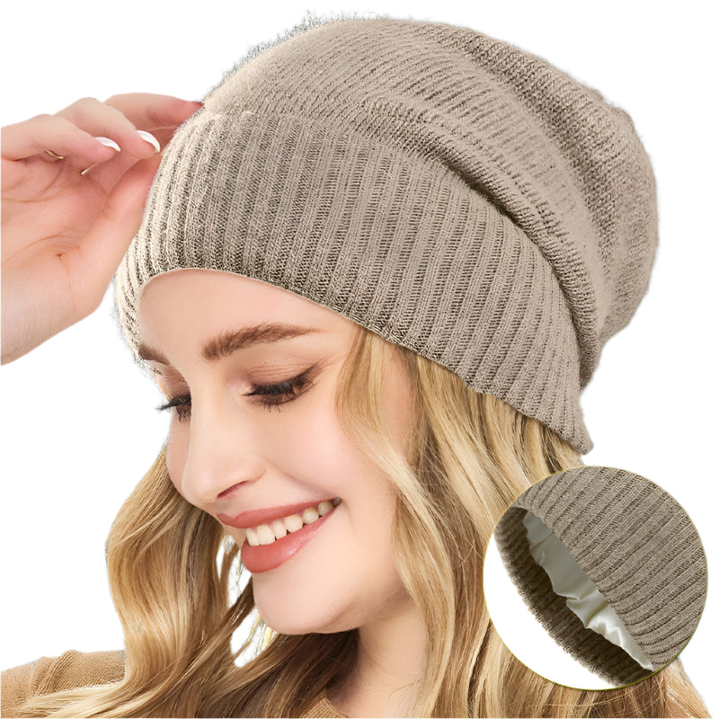 Luxury Satin-Lined Cashmere Beanie – Frizz-Free & Ultra-Warm