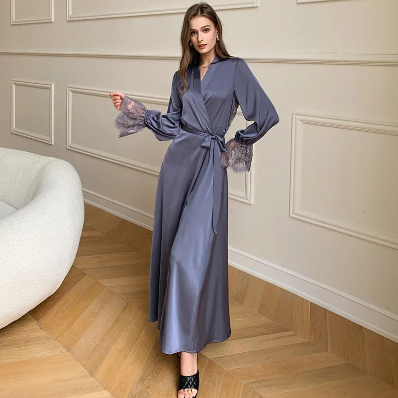 Satin Nightgown – Backless with Lace