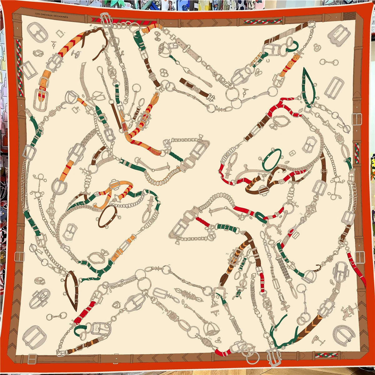 Equestrian Silk Scarf – Chain Print Design