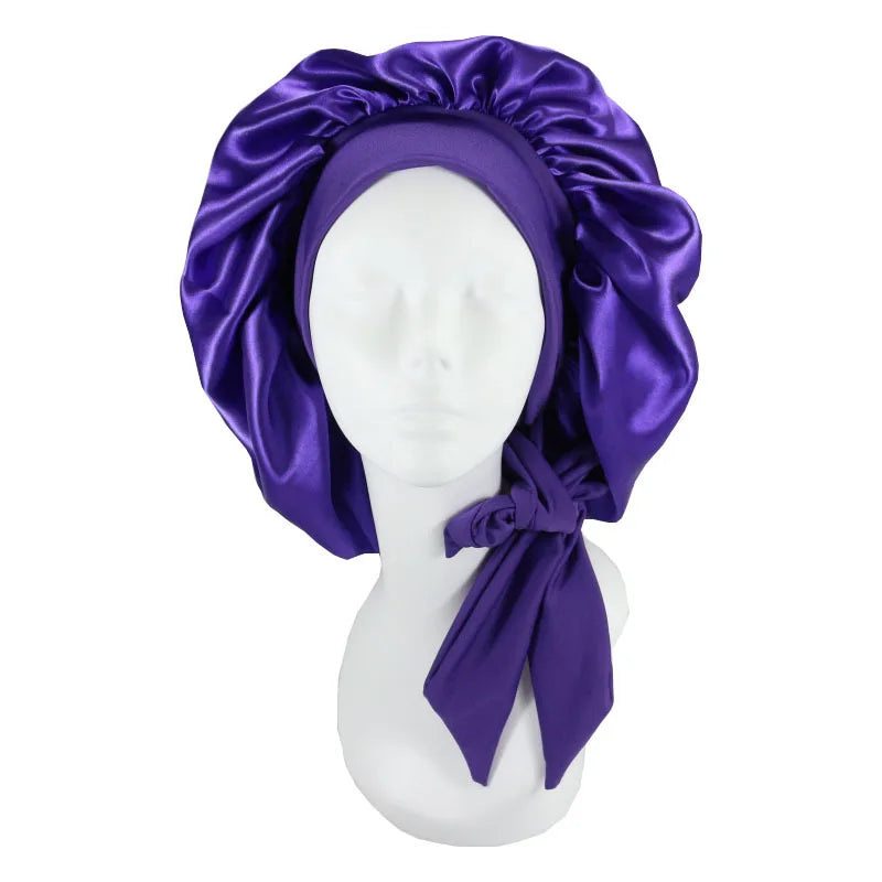 Oversized Satin Bonnet – Tie Back, Hair Wrap