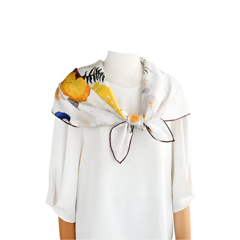 Natural Silk Twill – Floral Handcrafted Style