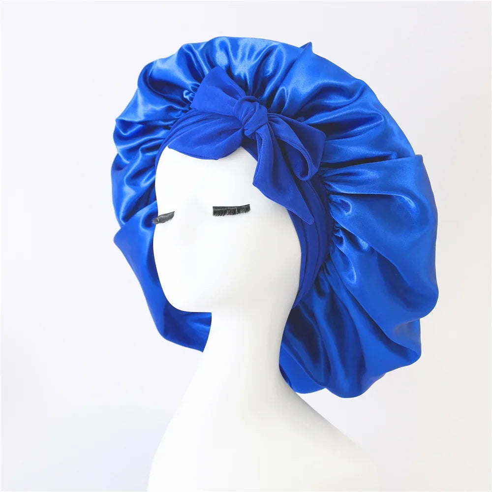 Satin Bonnet – Adjustable Bow Fit for Dyed Hair