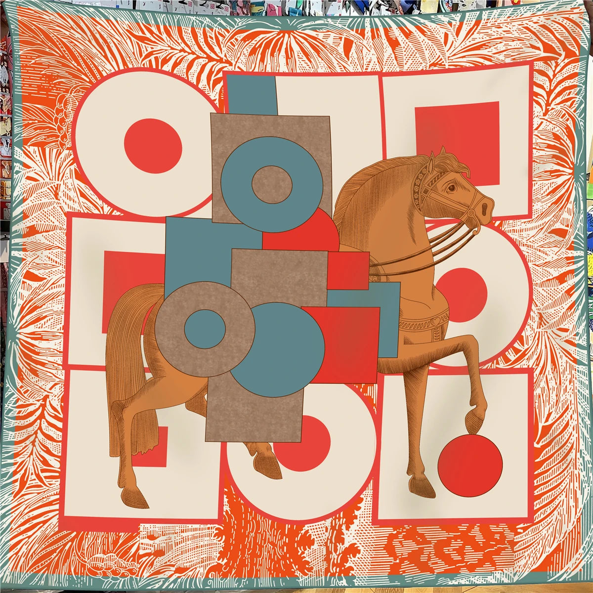 Modern Art Silk & Cashmere Scarf – Hand-Rolled, 130x130cm