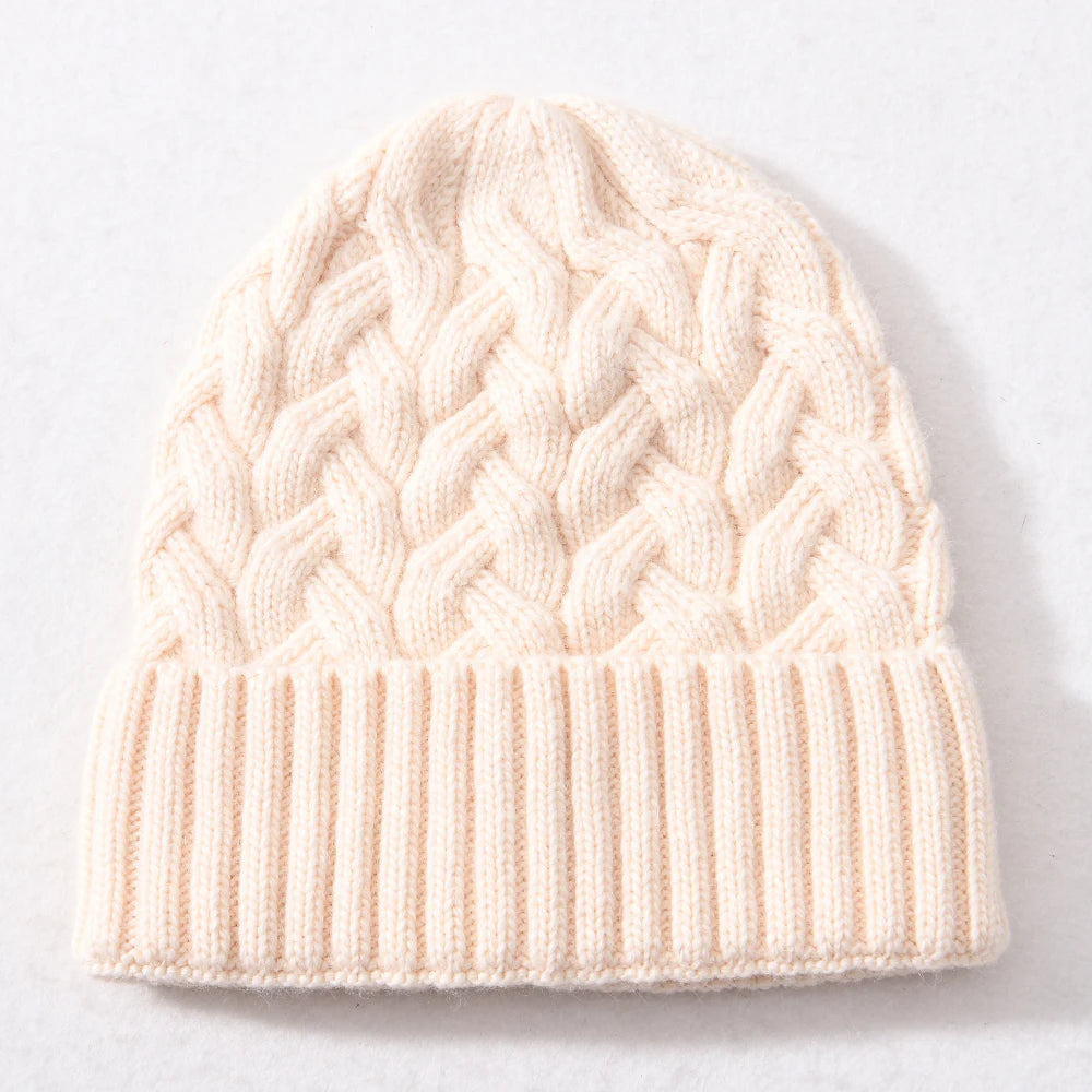 Knitted Cashmere Beanie – Satin Lined Hat