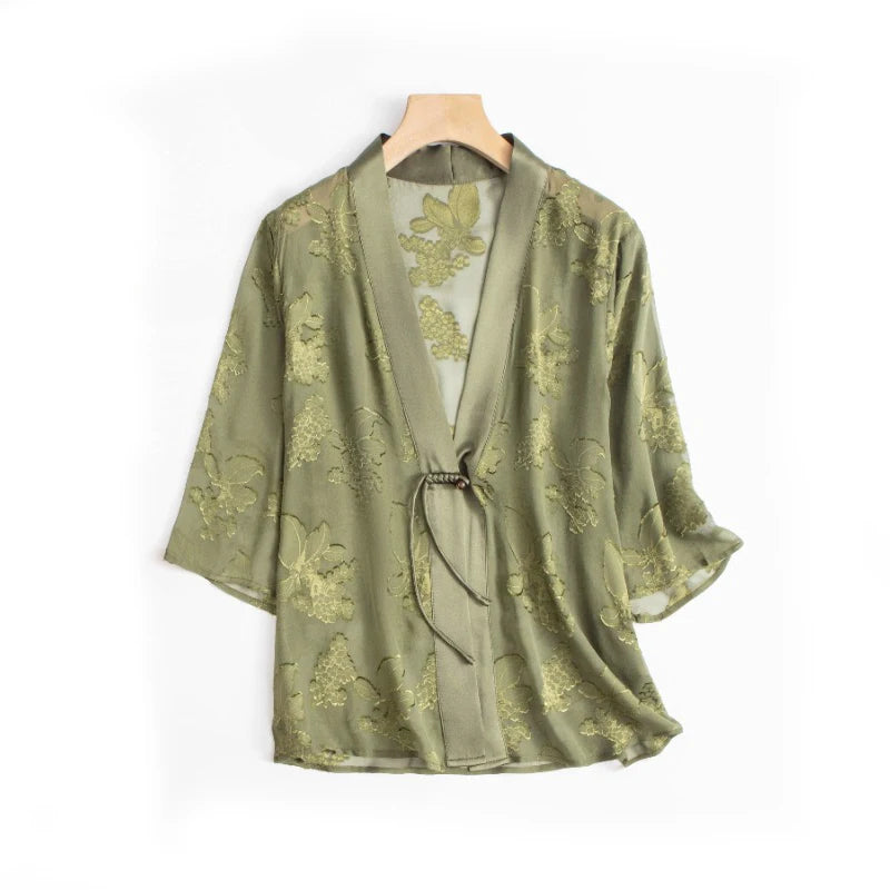 Silk Cardigan – Jacquard, Light Layer
