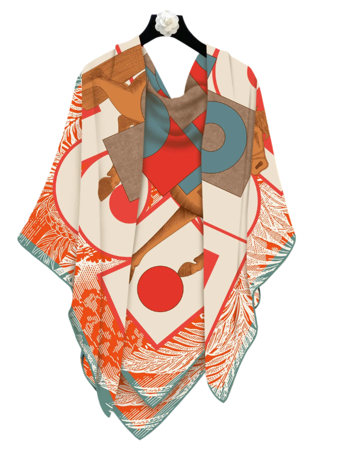 Modern Art Silk & Cashmere Scarf – Hand-Rolled, 130x130cm