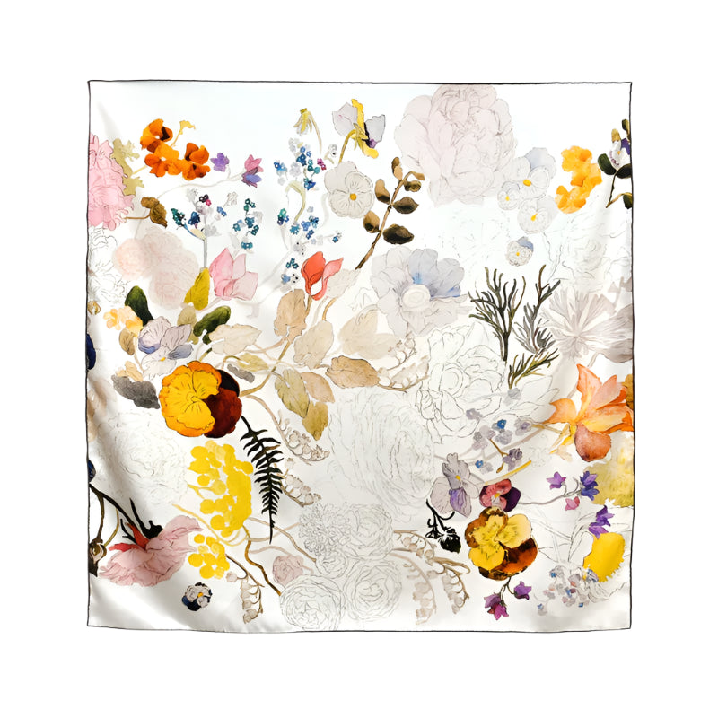 Natural Silk Twill – Floral Handcrafted Style