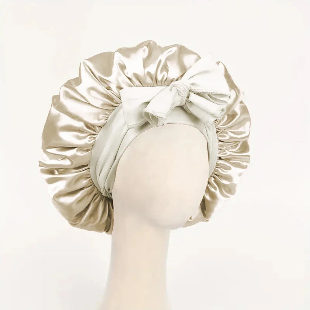 Satin Bonnet with Bow – Frizz-Free Sleep Cap