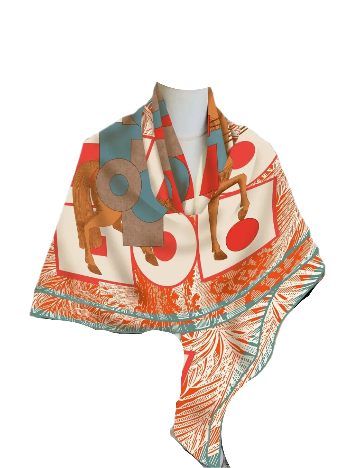 Modern Art Silk & Cashmere Scarf – Hand-Rolled, 130x130cm