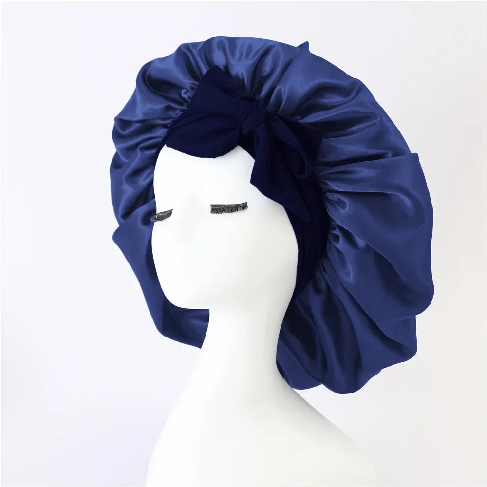 Satin Bonnet – Adjustable Bow Fit for Dyed Hair
