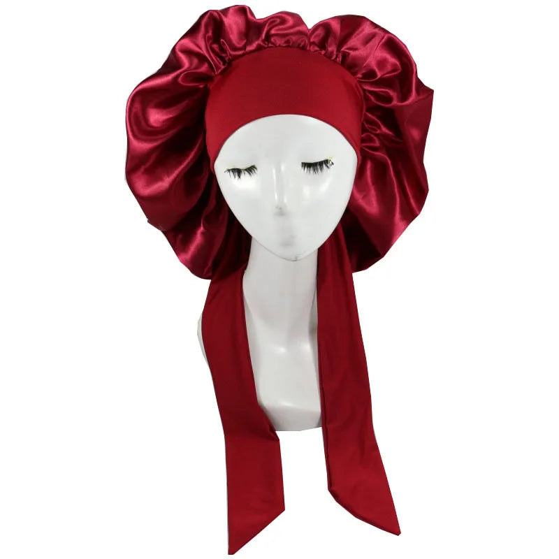 Oversized Satin Bonnet – Tie Back, Hair Wrap