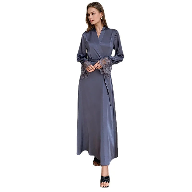 Satin Nightgown – Backless with Lace