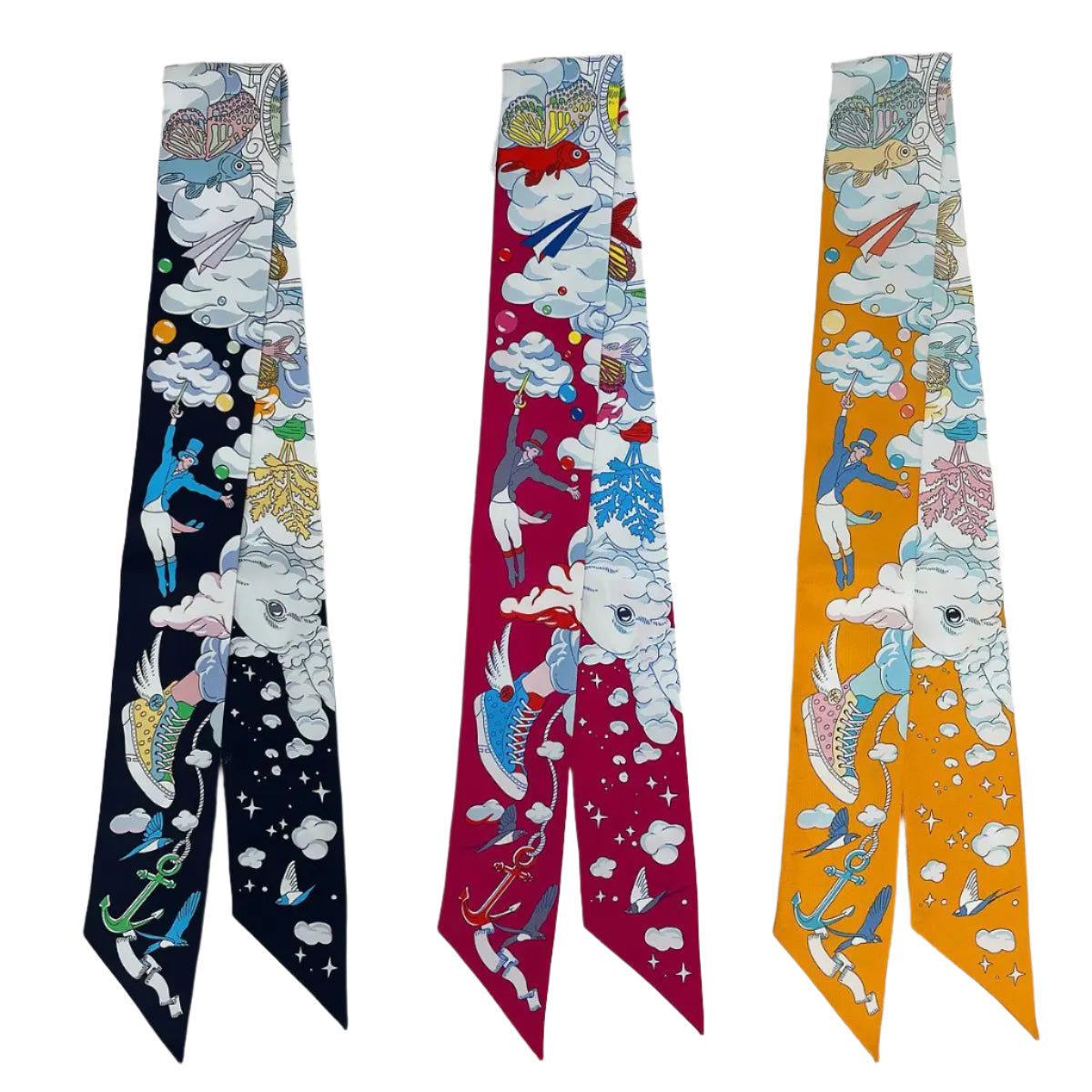 Silk Twilly Scarf – 90x5cm Ribbon for Bags, Hair & Neck