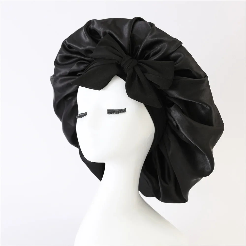 Satin Bonnet – Adjustable Bow Fit for Dyed Hair