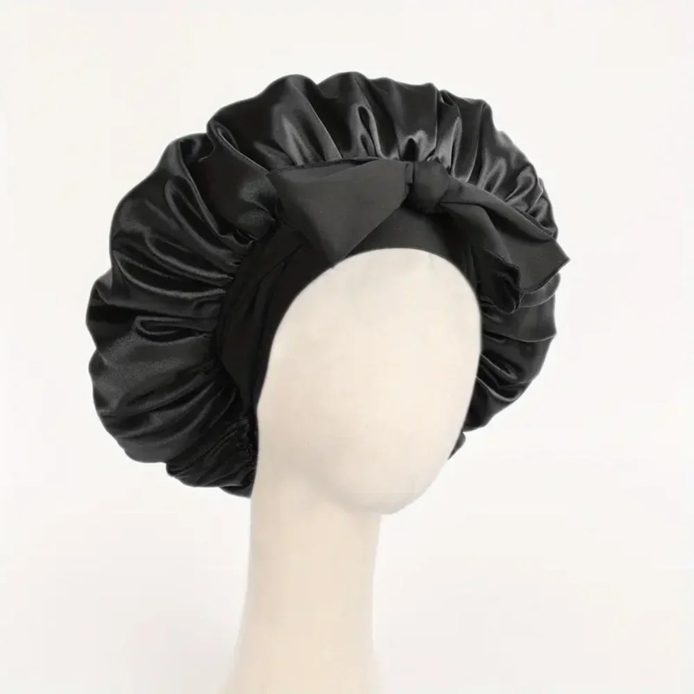 Satin Bonnet with Bow – Frizz-Free Sleep Cap