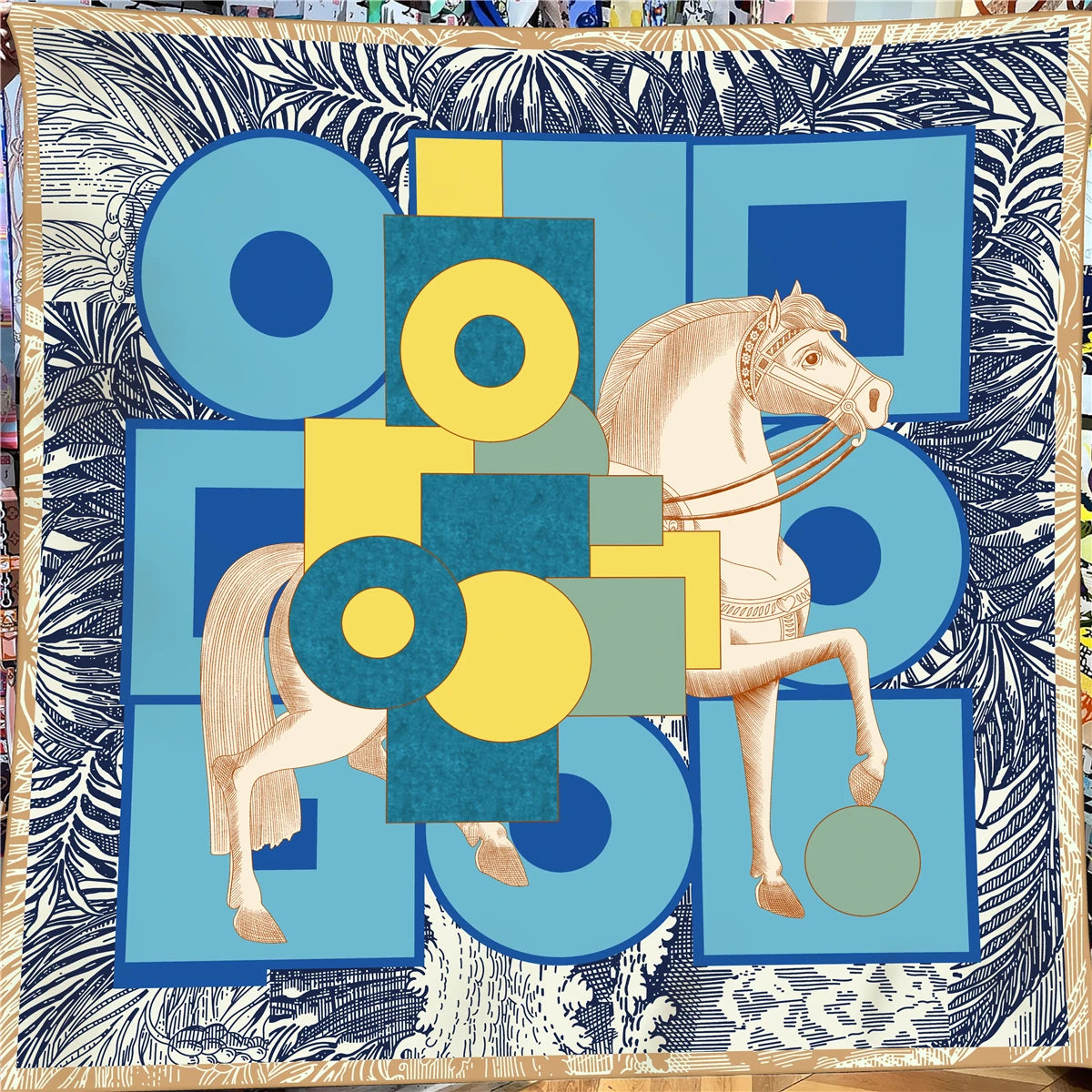 Silk & Cashmere Scarf – Modern Art 130x130cm