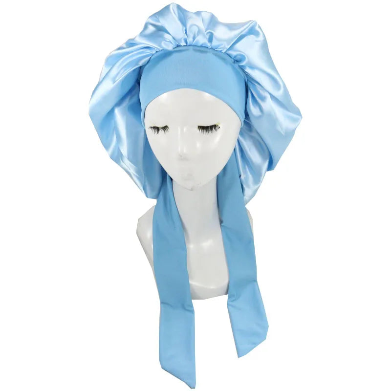 Oversized Satin Bonnet – Tie Back, Hair Wrap
