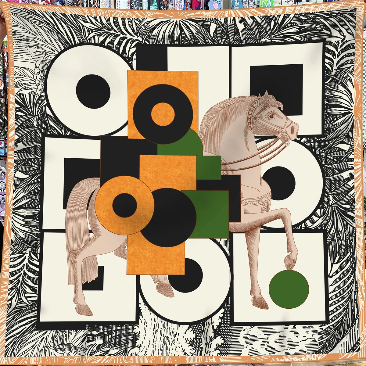 Modern Art Silk & Cashmere Scarf – Hand-Rolled, 130x130cm