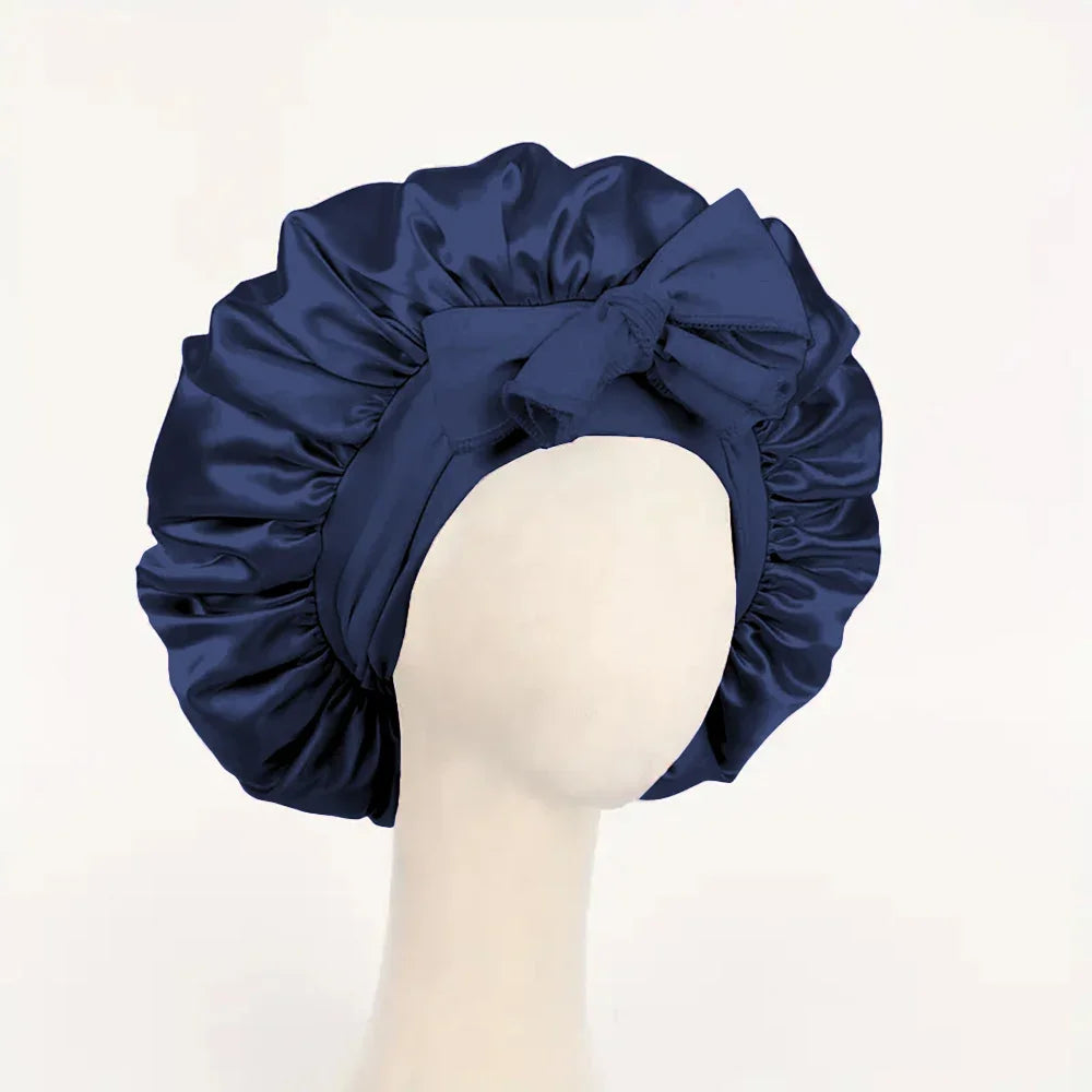 Satin Bonnet with Bow – Frizz-Free Sleep Cap