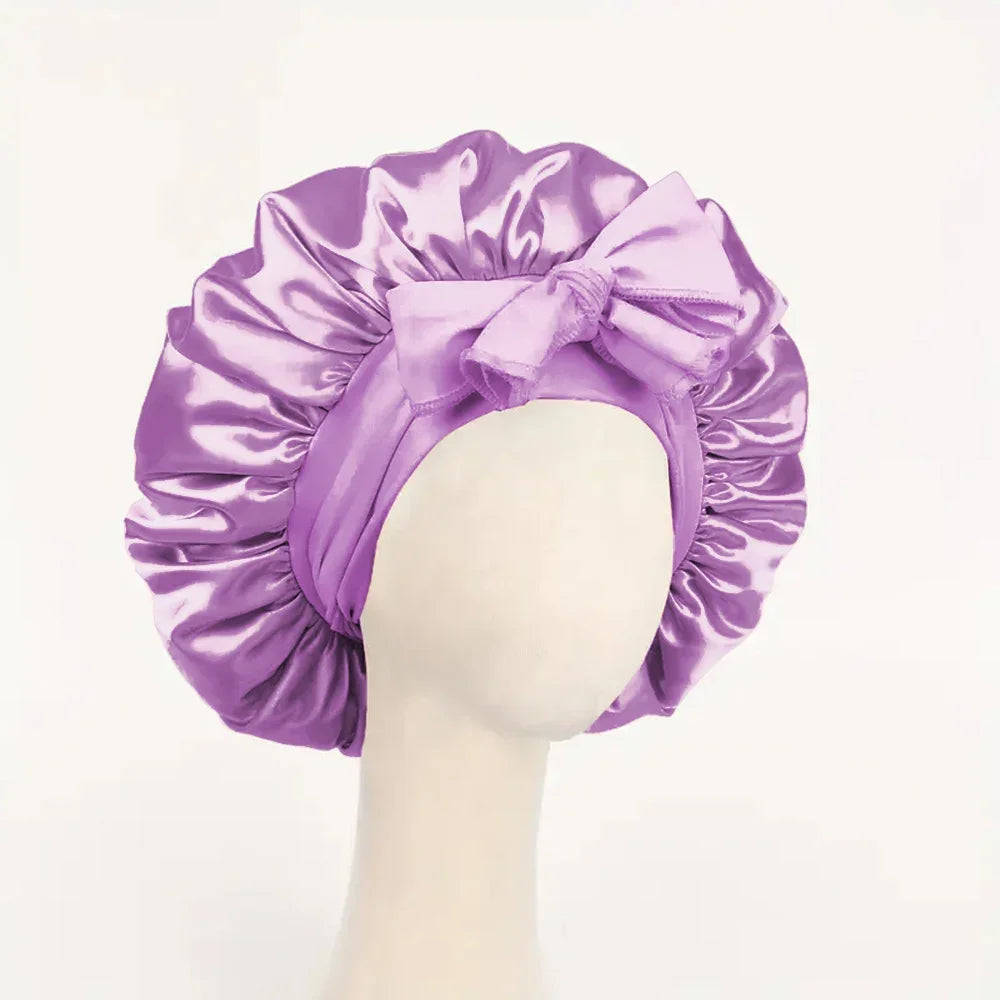Satin Bonnet with Bow – Frizz-Free Sleep Cap