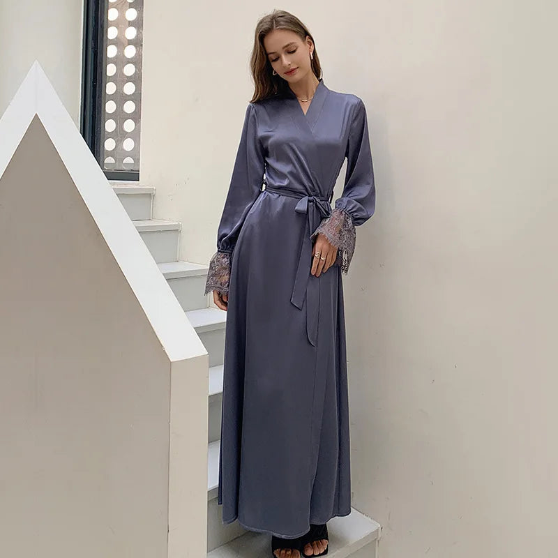 Satin Nightgown – Backless with Lace