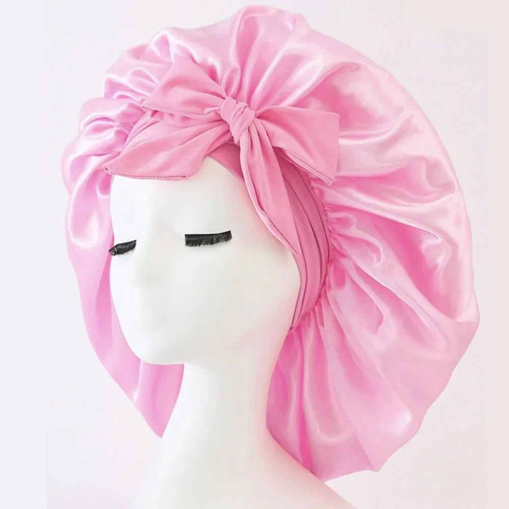 Satin Bonnet with Bow – Frizz-Free Sleep Cap