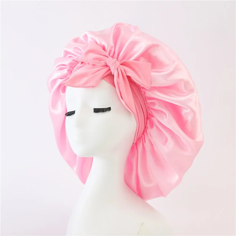 Satin Bonnet – Adjustable Bow Fit for Dyed Hair