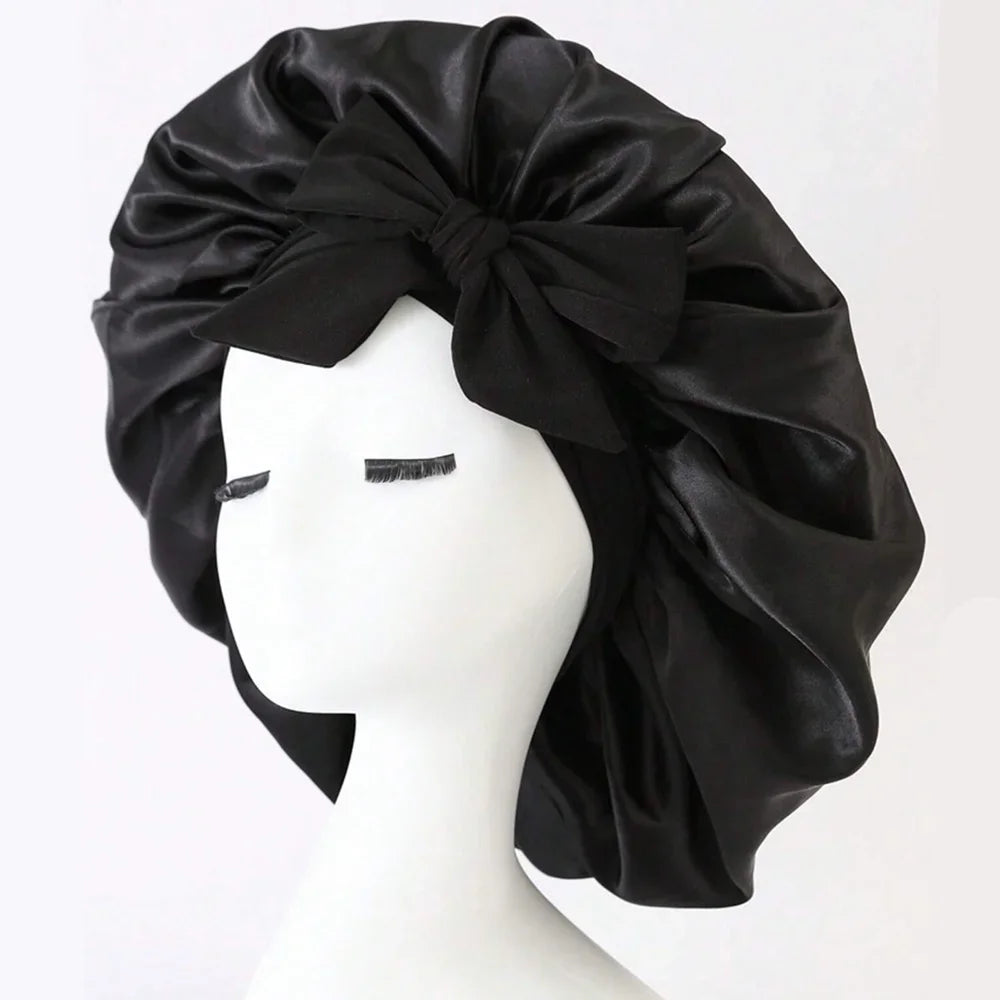 Satin Bonnet with Bow – Frizz-Free Sleep Cap