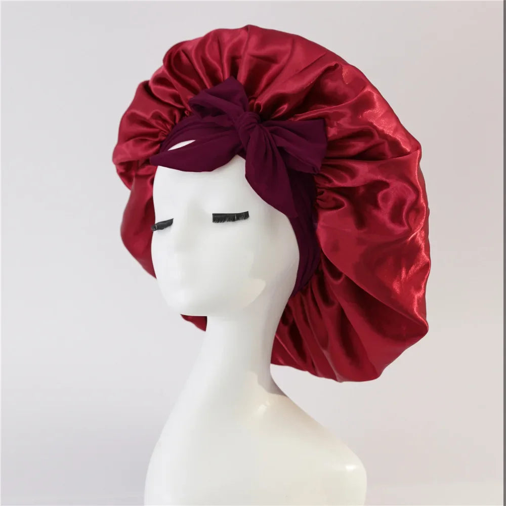 Satin Bonnet – Adjustable Bow Fit for Dyed Hair