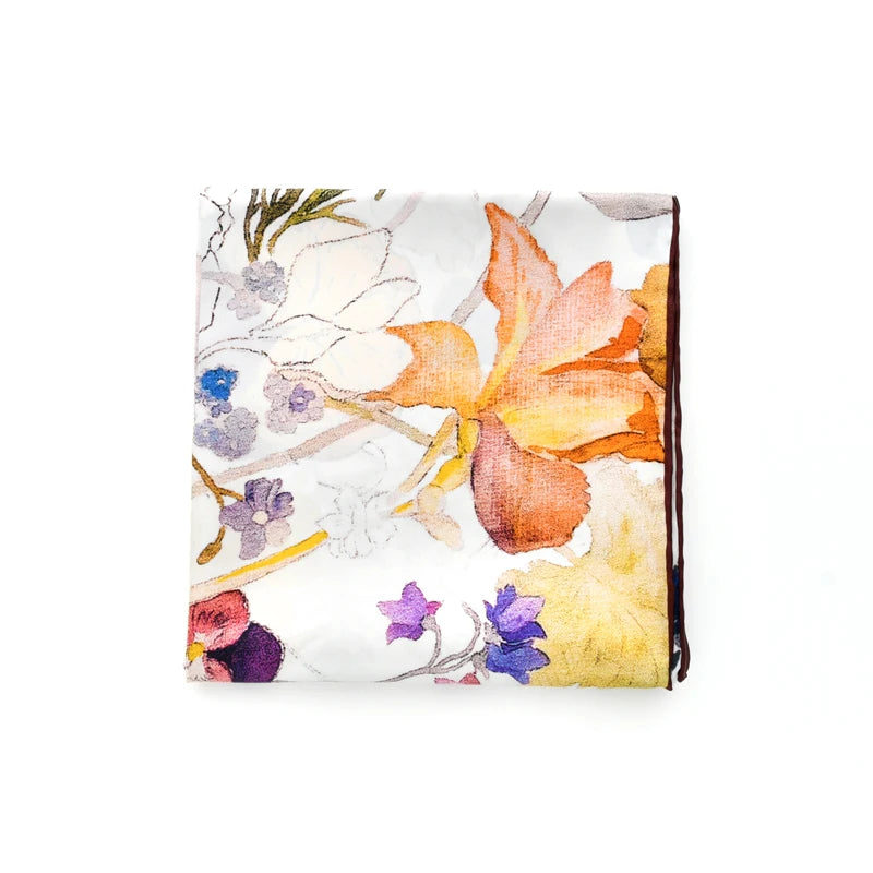 Natural Silk Twill – Floral Handcrafted Style