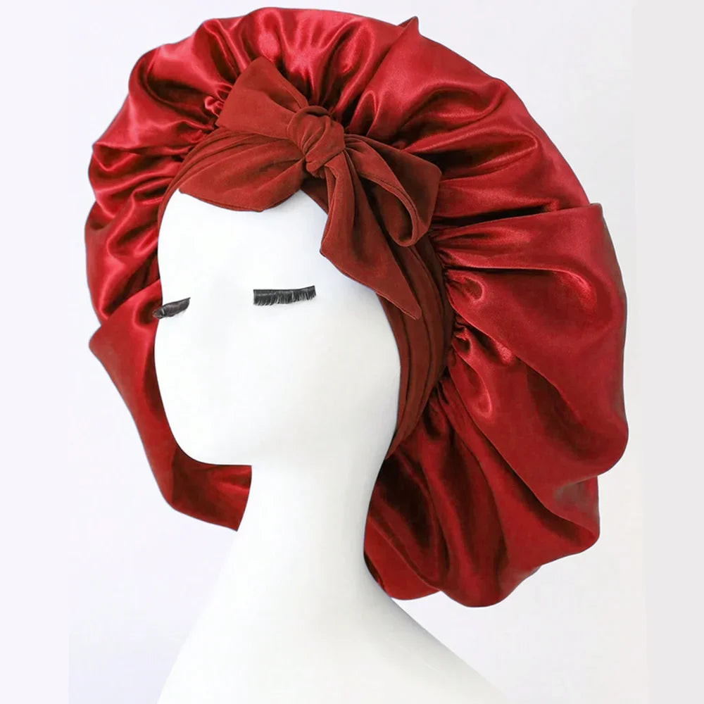 Satin Bonnet with Bow – Frizz-Free Sleep Cap