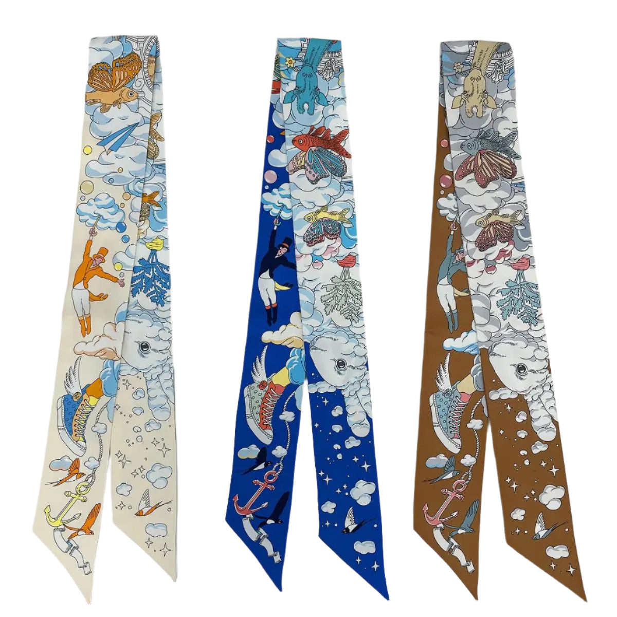Silk Twilly Scarf – 90x5cm Ribbon for Bags, Hair & Neck