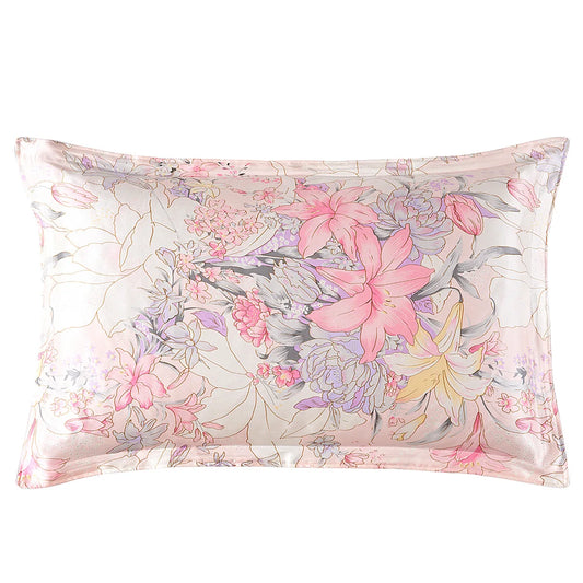 Silk Pillowcase – Lily Floral, 19 Momme Care