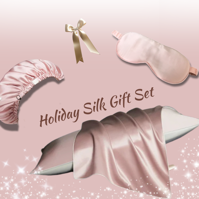 Rose Pink Mulberry Silk Sleep Gift Set for frizz-free hair and anti-aging skin – Silkvana