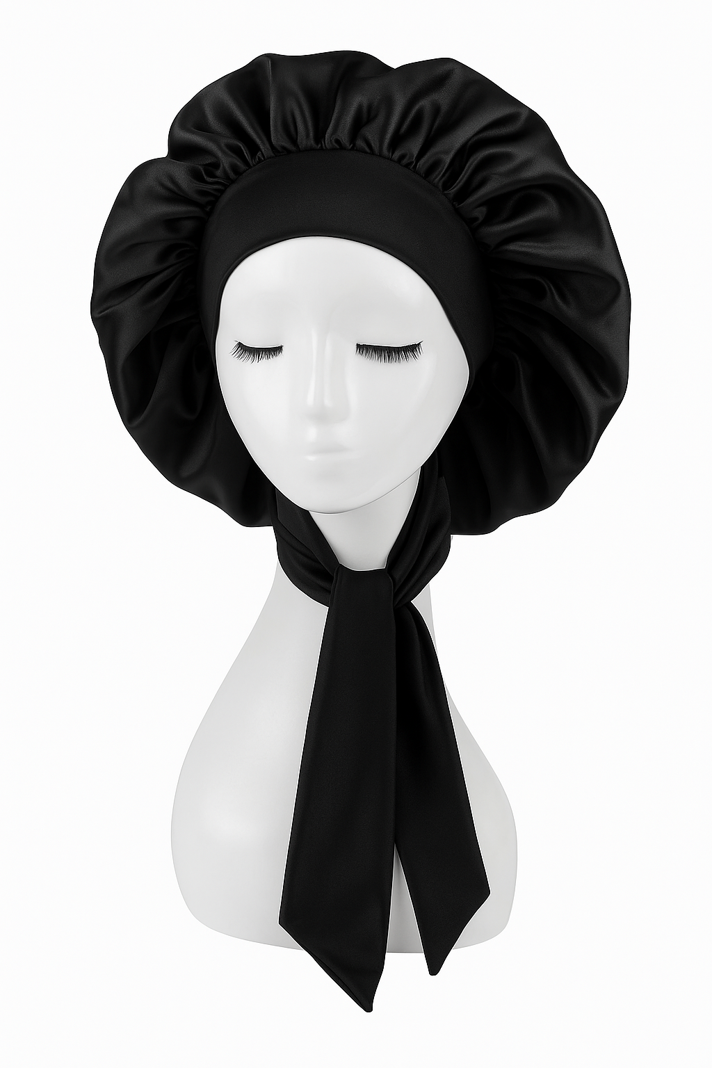 Oversized Satin Bonnet – Tie Back, Hair Wrap