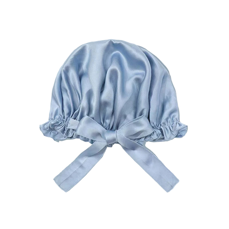 Premium 22 Momme Silk Bonnet for Sleeping – Ice Blue Edition