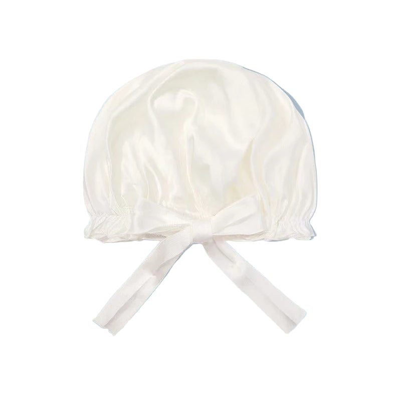 Elegant Ivory 22 Momme Silk Sleeping Bonnet – Natural Mulberry Silk Hair Care Cap