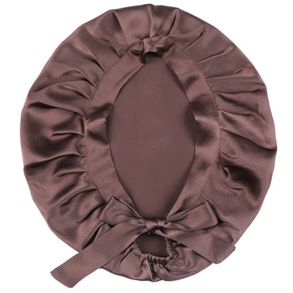 Mulberry silk hair bonnet with smooth friction-reducing surface