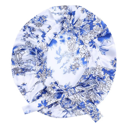 Mulberry silk hair bonnet with smooth friction-reducing surface